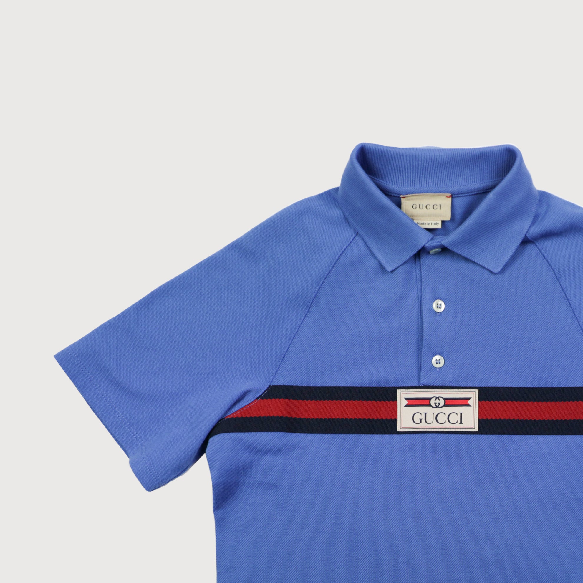 Gucci Poloshirt aus Baumwolle mit Webstreifen in blau 12 Y 152 cm